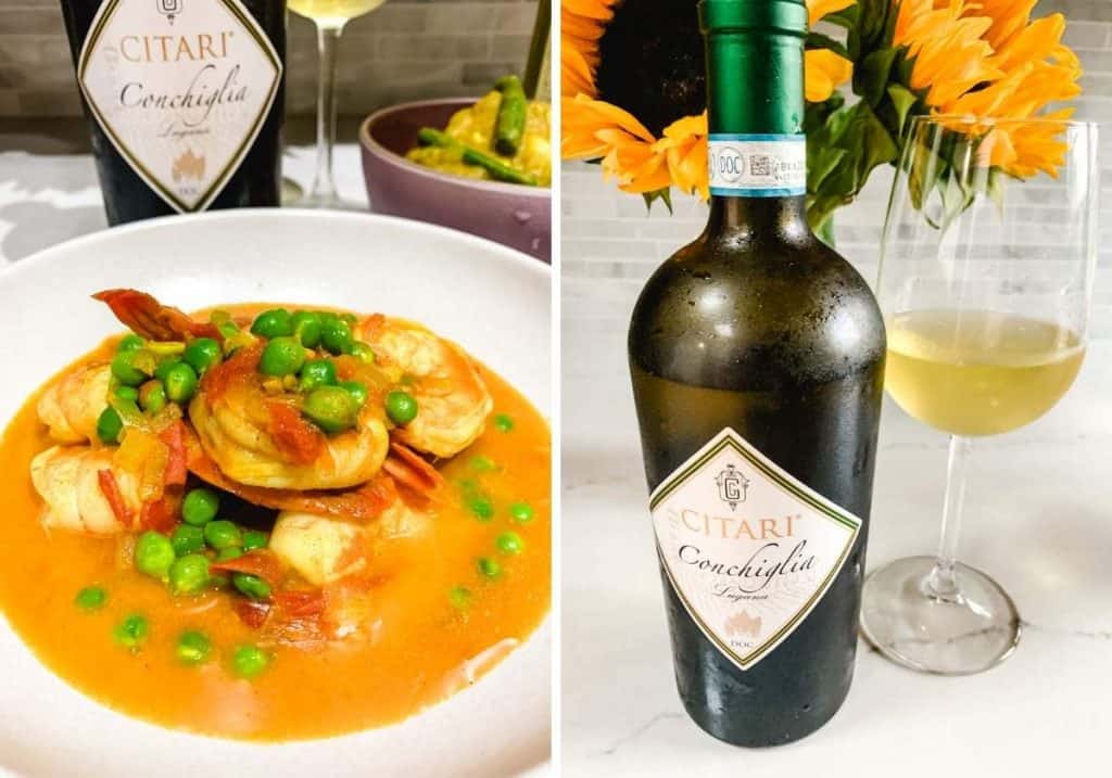 shrimp curry and Citari lugana wine