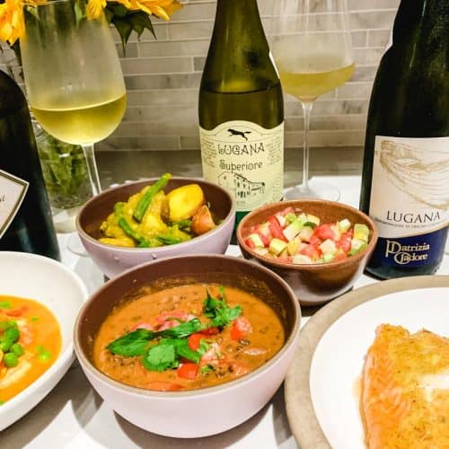 indian menu paired with 3 Lugana wines