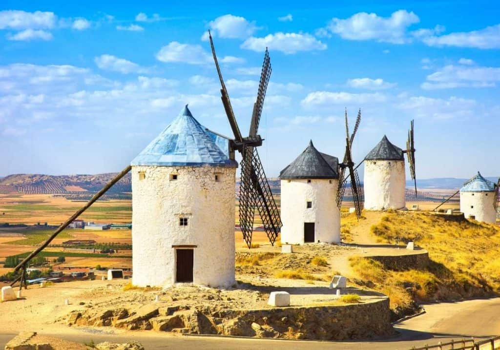 windmills in the la Mancha region of Spain