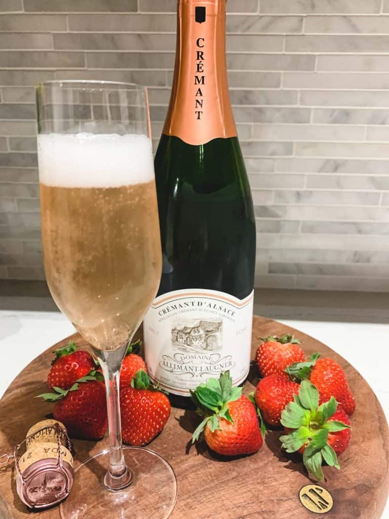 Rose Cremant from Alsace with fresh strawberries