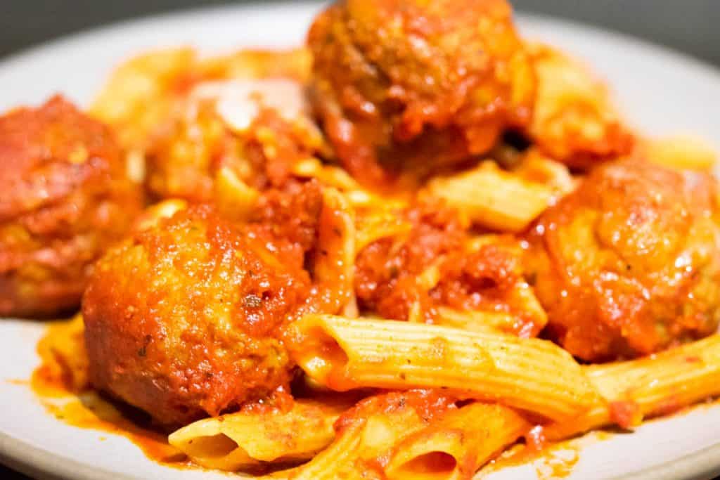 penne with meatballs