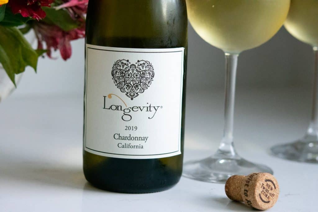 close up of 2019 Longevity Chardonnay wine label