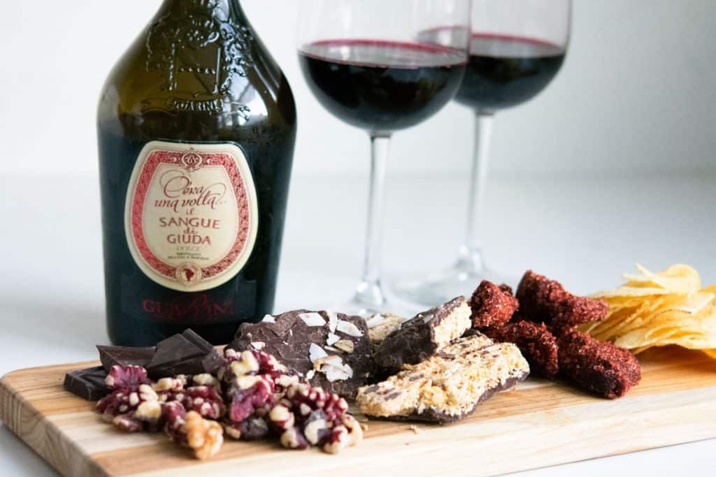 Kiss of Judas wine with vegan nibbles