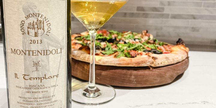 2013 Montenidoli Il Templare wine with a pizza