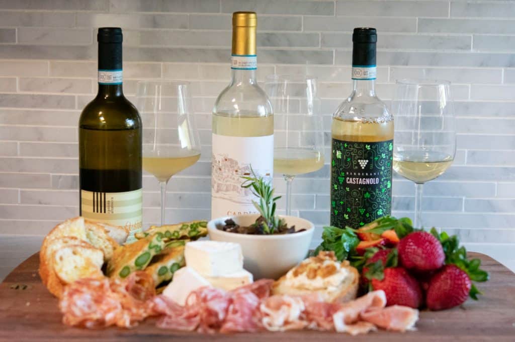 3 orvieto white wines with an umbrian antipasti platter