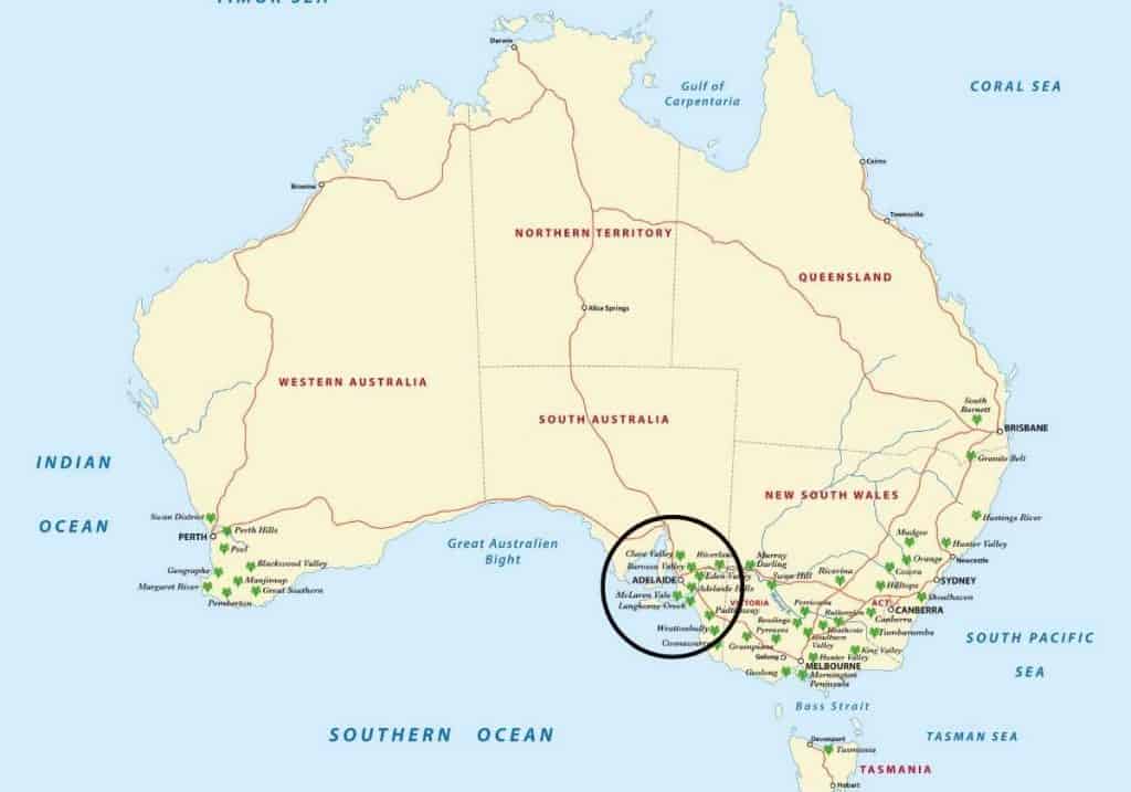 map of australian wine regions